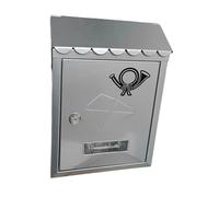 Cassetta Postale Cassetta postale da parete con decorazioni in metallo 21,5x7x30 cm Porta d'ingresso Esterna Lettera decorativa Riviste Posta Serratura Portico Cassetta postale(Silver)