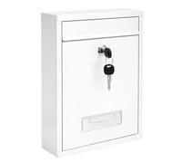 Cassetta postale con serratura a parete | Cassetta postale moderna in acciaio con chiave | Cassetta postale da esterno resistente alle intemperie | Compatibile con A4 | 31 x 22 x 9 cm - Bianco