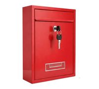 Cassetta postale con serratura a parete | Cassetta postale moderna in acciaio con chiave | Cassetta postale da esterno resistente alle intemperie | Compatibile con A4 | 31 x 22 x 9 cm - Rosso