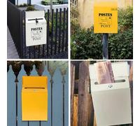Cassetta postale con serratura, opzioni di colore multi, cassetta postale in stile campagna in ferro, montata a parete, comoda per cortile/portico nero,Bianco,rosaFerro