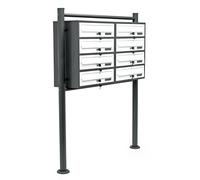 Wiltec Cassetta postale condominiale autoportante 8 posti antracite/bianco 270 x 898 x 1500 mm 2 moduli