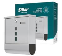 Cassetta postale da esterno con scomparto per giornali in acciaio inossidabile, cassette postali con scomparto per pacchi e serratura |10 × 30,5 × 33,5 cm | 2 chiavi | Argento | Formato A4