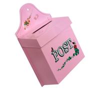 Cassetta Postale da Esterno in Metallo Rosa, Stile Vintage | Montaggio a Parete, Doppia Apertura Coperchio e Serratura, per Garage e Casetta da Giardino