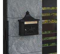 Cassetta Postale da Muro con porta Nero 40,5 x 16 x 45 cm