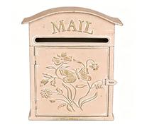 Cassetta postale da parete decorativa per esterni e interni con motivo floreale e farfalla per veranda, ingresso, decorazione da giardino,Rosa