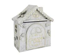 Cassetta postale da parete decorativa per esterni e interni, stile antico, fascino nostalgico, decorativa per la casa con motivo floreale per ingresso del portico e decorazione del giardino,Bianca