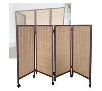 Cassetta postale da parete Divisorio in bambù pieghevole con ruote, marrone chiaro, misure multiple, confezione da 3-8 pannelli(80x40cm-4 panels)