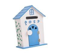 Cassetta postale da parete in legno da giardino, rustica, 22 x 12 x 32 cm, blu