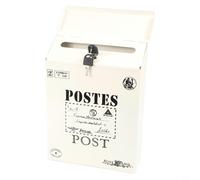 Cassetta postale da parete in stile retrò con struttura impermeabile in ferro, serratura e 2 chiavi per la sicurezza, ampio scomparto per posta e piccoli pacchetti, per esterni domestici (bianco)