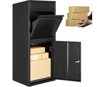 Cassetta Postale da Parete - Scatola for pacchi Extra Large, Serratura di Sicurezza, Acciaio Resistente alle intemperie - Contiene più pacchi, Scatola for la Consegna (Nera)