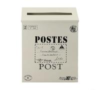Cassetta postale decorativa in metallo con design rustico europeo vintage, adatta per montaggio a parete e utilizzo di oggetti di scena fotografici, colore bianco