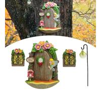 Cassetta postale fata in resina miniatura porte e finestre decorazione giardino