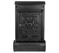 Cassetta postale HMF per esterni, cassetta postale con portarivisti | Cassetta posta antica alluminio | 57 x 35 x 11 cm | Nero
