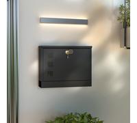 Cassetta Postale in Metallo con 2 Chiavi di Sicurezza, 3 Finestre e Foro di Drenaggio, 36,5x11,5x29 cm, Nera