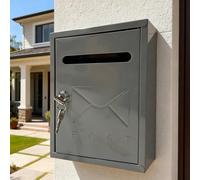 Cassetta postale in metallo per la casa, dotata di chiave e accessori per l'installazione, aspetto semplice, adatta per uso interno/esterno. Questa cassetta postale in metallo è realizzata con materia