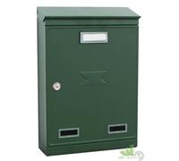 CASSETTA POSTALE LAMIERA ZINCATA FORM. RIVISTA 25x9x37h CON TETTO CILINDRO VERDE