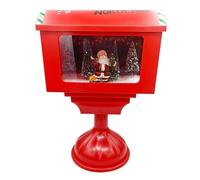Cassetta Postale Natalizia Rossa con Babbo Natale, Luci a LED, Musica e Neve Artificiale, Alimentata a Batterie o USB (Cassetta con Piede)
