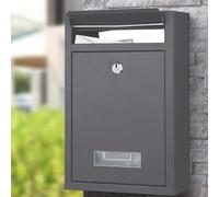 Bakaji Cassetta Postale da Parete in Acciaio Galvanizzato Buca Lettere per Posta da Esterno con Chiusura a Chiave (Grigio Antracite)