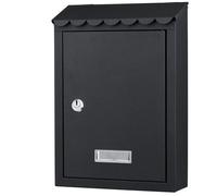 Bakaji Cassetta Postale da Parete in Acciaio Inox Buca Lettere per Posta da Esterno con Chiusura a Chiave (Nero)