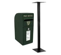 MonsterShop - Cassetta Postale per le Lettere in Stile Britannico Inglese in Ghisa da Esterno Buca per Lettere Standard - con Piedistallo - Verde