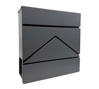 Cassetta Postale Relaxdays con Scomparto per giornali, HLP: 37 x 37 x 11 cm, DIN C4, Resistente, 4 Chiavi, Antracite.