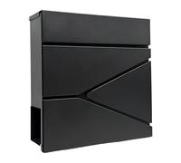 Cassetta Postale Relaxdays con Scomparto per giornali, HxLxP: 37 x 37 x 11 cm, DIN C4, Impermeabile, 4 Chiavi, Nera