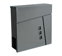 Cassetta Postale Relaxdays con vani per giornali, HLP: 37,5 x 37 x 10,5 cm, DIN C4, Impermeabile, 4 Chiavi, Antracite