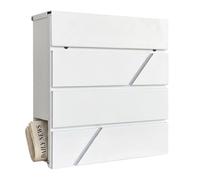 Cassetta postale Relaxdays con vano per giornali, 37x37x11 cm, bianca