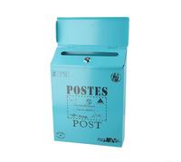 Cassetta postale retrò da parete in ferro, design impermeabile con serratura di sicurezza e chiavi, per uso esterno per proteggere la posta dalle intemperie (blu)