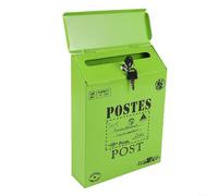 Cassetta postale retrò da parete in ferro, design impermeabile con serratura sicura e chiavi, per uso esterno per proteggere la posta dalle intemperie (verde)