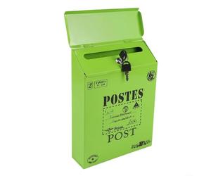 Cassetta postale retrò da parete in ferro, design impermeabile con serratura sicura e chiavi, per uso esterno per proteggere la posta dalle intemperie (verde)