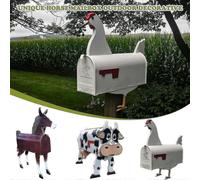 Cassetta postale rustica in metallo per animali da fattoria (mucca) per decorazioni da giardino e da