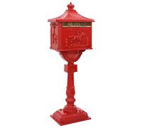 vidaXL Cassetta Postale Verticale con porta Rosso 42,5 x 29,5 x 117 cm, Cassetta postale vintage, impermeabile in alluminio, decorativa e funzionale, perfetta per l'esterno