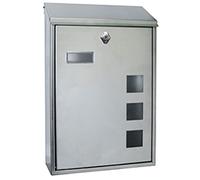 Cassetta postale verticale in acciaio inox opaco, modello Lisbona, design elegante, resistente alle intemperie, ideale per esterni.