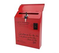 Cassetta postale vintage per esterni, montaggio a parete, con materiale in ferro e caratteristiche impermeabili, grande capacità di archiviazione per lettere e giornali (rosso)