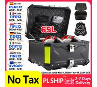 Cassetta posteriore per bagagliaio universale per moto da 65 litri, scatola superiore in alluminio, custodia per bagagli posteriore, impermeabile, con sgancio rapido, scatola per casco