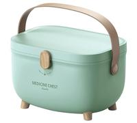 Cassetta Pronto Soccorso Portatile, Scatola Medicinali a Doppio Strato, Organizzatrice Medica Grande Capacità, Armadietto Farmaci Ovale Griglia Multipla con Coperchio, Contenitori Emergenza Domestici