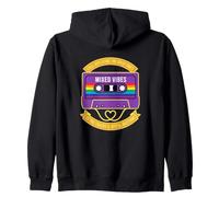 Cassetta retrò LGBTQ Pride Rainbow Heart Mixed Vibes Felpa con Cappuccio