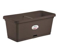 Stefanplast Fioriera Natural – Vaso rettangolare in plastica stile rattan 80×40×34 cm Moka