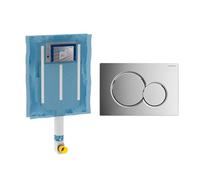 Cassetta Scarico WC Incasso Geberit Per Muratura (WC A Pavimento) - Doppio Scarico Regolabile (6/3 L) - INCLUSA Placca Di Comando Doppio Tasto Cromata