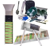 Cassetta Setacciatrice Pieghevole in Lega di Alluminio - Kit per Setacciatura Dell'oro, Kit per Ricerca Dell'oro da 50” con 17 Pezzi per La Setacciatura Dell'oro, Dragaggio E attività Minerarie