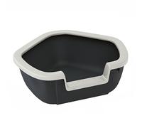 Cassetta toilette angolare gatti cornice contenitiva Ferplast DAMA aperta nera