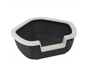 Cassetta toilette angolare gatti cornice contenitiva Ferplast DAMA aperta nera