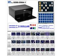 Cassetta Universale DOLLAR $ Nera Con 168 Scomparti 40-41mm Safe 6590-5904-1
