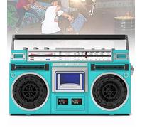 Cassette Boombox portatile, lettore CD retrò anni '80 con radio AM/FM, ingresso SD/USB, registratore a cassette per riunioni di famiglia e viaggi
