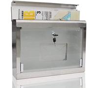 Cassette della posta Posta elettronica, resistente agli agenti atmosferici Fuori Postbox, Parete Mailbox Grande metallo con serratura Post Box in acciaio zincato inox impermeabile design con bande ner