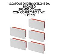 CASSETTE DI DERIVAZIONE DA INCASSO 296x153x70 mm CON COPERCHIO E VITI (5 PEZZI)