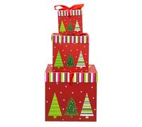 Cassette di nidificazione, scatole regalo, box di Natale, scatola impilabile di nidificazione a 3 pezzi decorativa con un display per finestre sul coperchio Atmosfera Atmosfera adatta per il nuovo ann