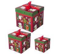 Cassette di nidificazione, scatole regalo, box di Natale, scatola impilabile di nidificazione a 3 pezzi decorativa con un display per finestre sul coperchio Atmosfera Atmosfera adatta per il nuovo ann