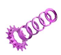 Cassette e pignoni Adatto per kit di conversione ruota libera a velocità singola TANKE, 18T, pignone a cassetta, MTB da strada per catena, lega di alluminio 7075 CNC pignone per bicicletta(15T purple)